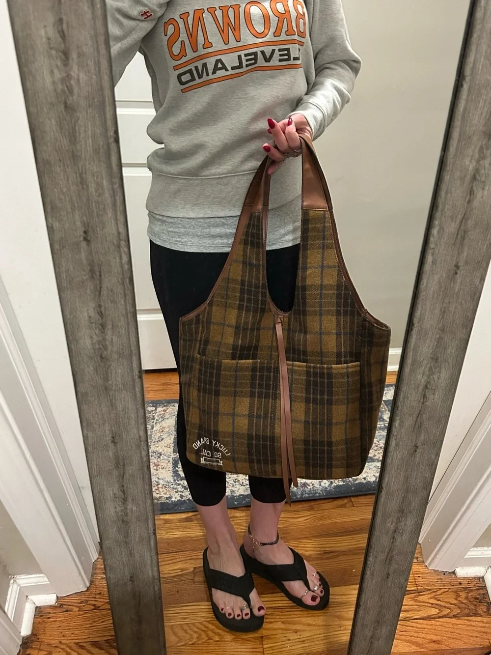 EUC 🍀 Lucky Brand Rhyn Wool Plaid Varsity Hobo Bag